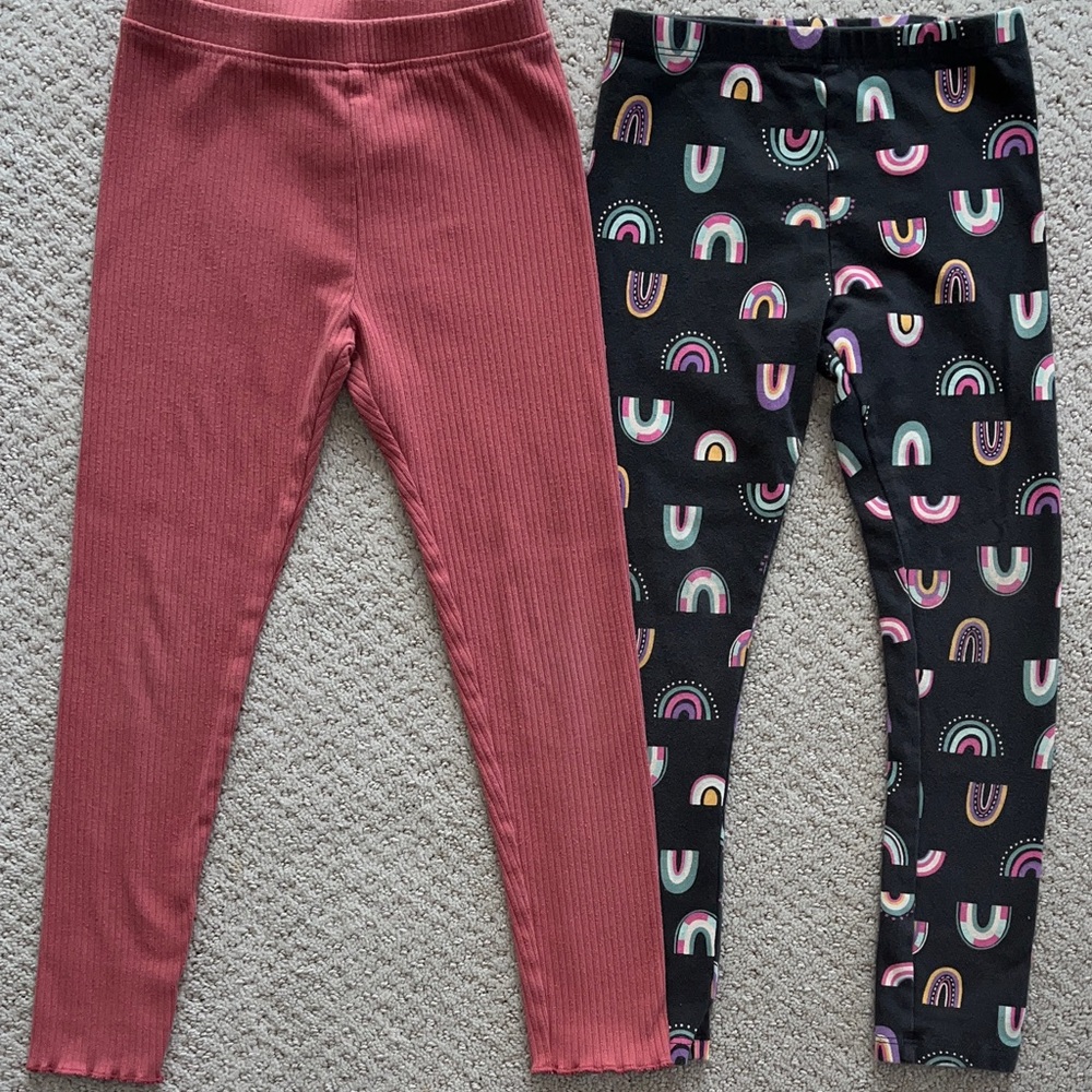 Ribbed & Rainbow Legging girls size 5t old navy cat & Jack rust grey